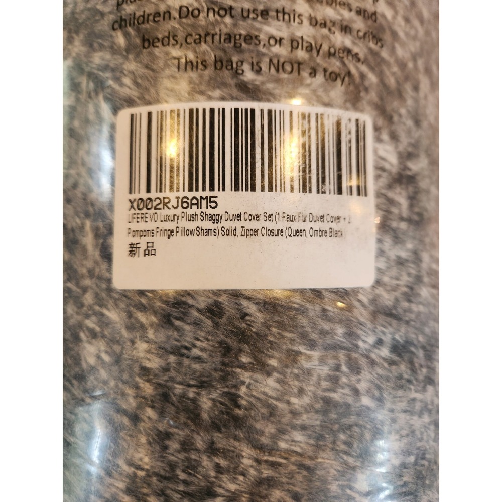 Liferevo Gray Faux Fur Luxury Plush Shaggy Duvet Cover Set Size Queen B2 - Picture 4 of 4